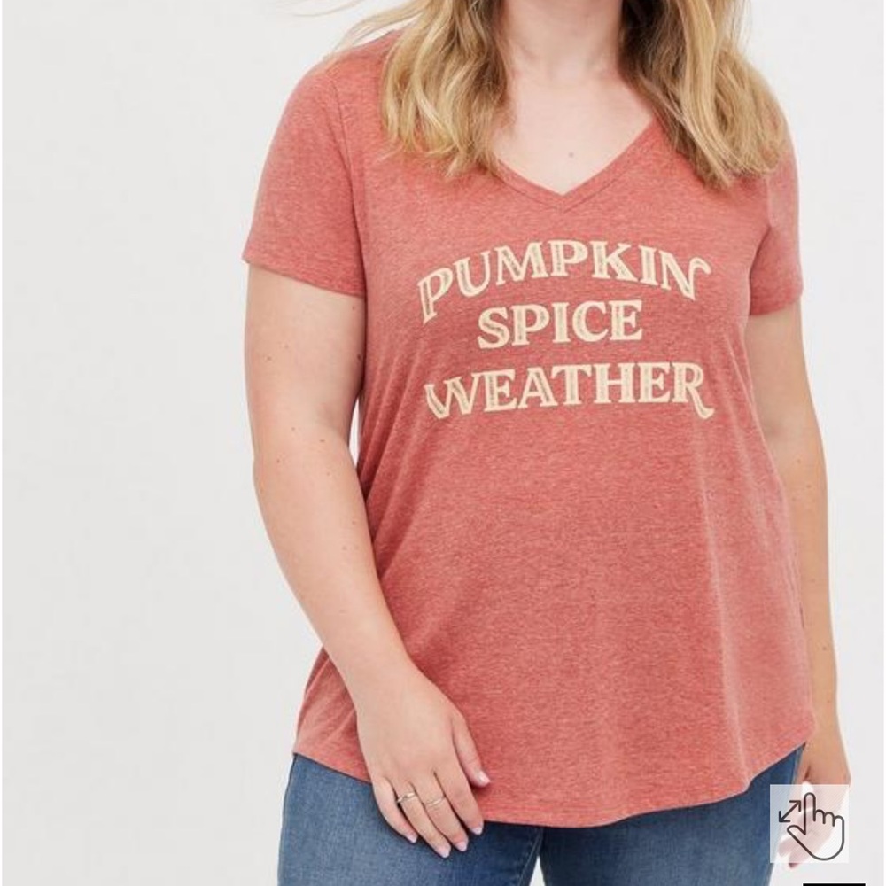 Torrid girlfriend tee signature jersey pumpkin spice weather rusty brown